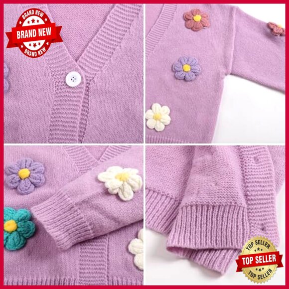 Floral Print Cardigan Long Sleeve Button Up Lightweight Sweater - Picture 4 of 7